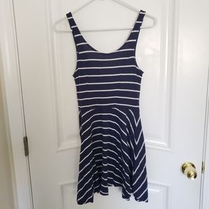 H&M Navy and White Stripe Skater Dress